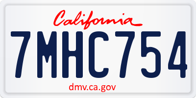 CA license plate 7MHC754