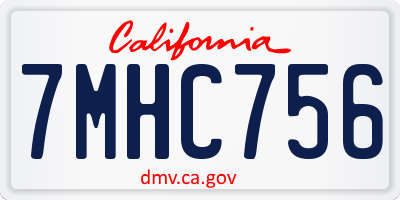CA license plate 7MHC756