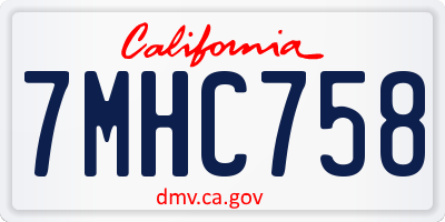 CA license plate 7MHC758