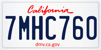 CA license plate 7MHC760