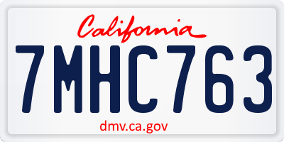 CA license plate 7MHC763
