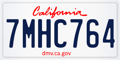 CA license plate 7MHC764