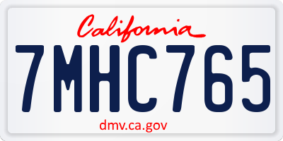 CA license plate 7MHC765
