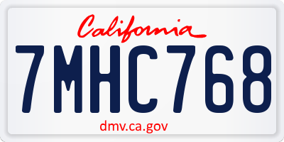 CA license plate 7MHC768