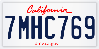 CA license plate 7MHC769