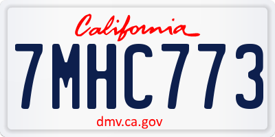 CA license plate 7MHC773