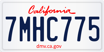 CA license plate 7MHC775