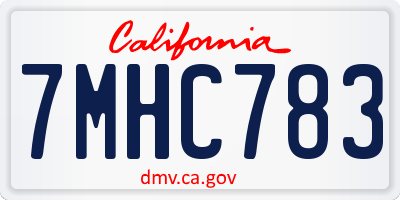 CA license plate 7MHC783