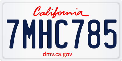 CA license plate 7MHC785