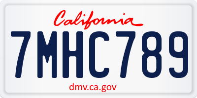 CA license plate 7MHC789