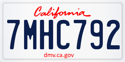 CA license plate 7MHC792