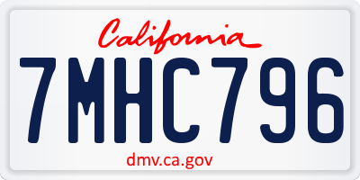 CA license plate 7MHC796