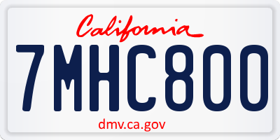 CA license plate 7MHC800