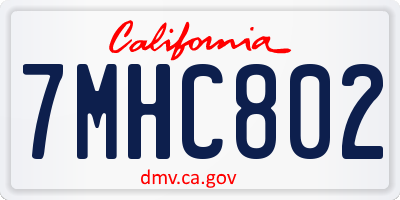 CA license plate 7MHC802