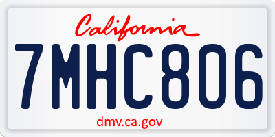 CA license plate 7MHC806