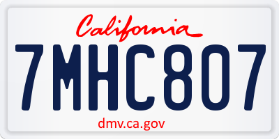 CA license plate 7MHC807