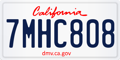CA license plate 7MHC808