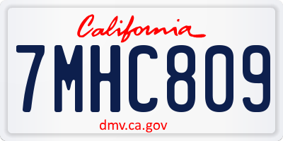 CA license plate 7MHC809