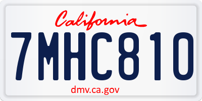 CA license plate 7MHC810