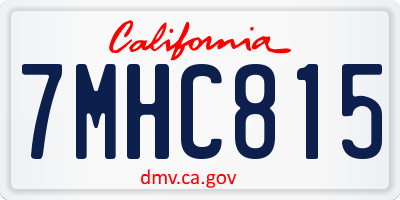 CA license plate 7MHC815