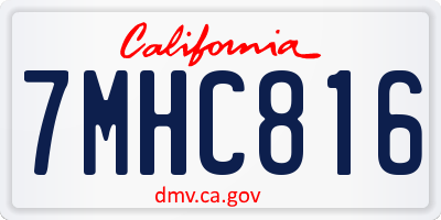 CA license plate 7MHC816