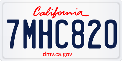 CA license plate 7MHC820