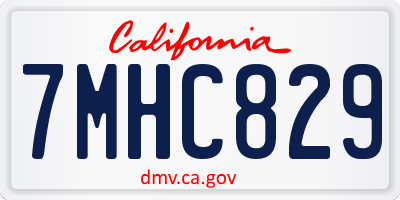 CA license plate 7MHC829