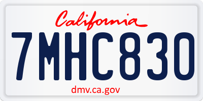 CA license plate 7MHC830