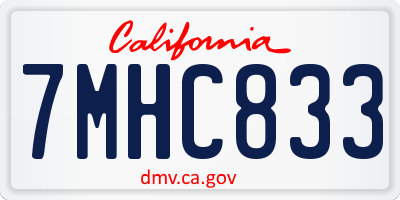 CA license plate 7MHC833