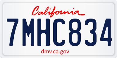 CA license plate 7MHC834