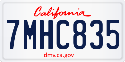 CA license plate 7MHC835