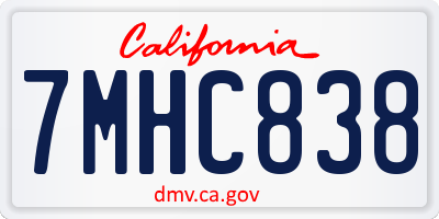 CA license plate 7MHC838