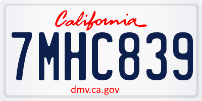 CA license plate 7MHC839
