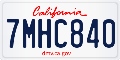 CA license plate 7MHC840
