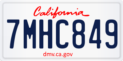 CA license plate 7MHC849