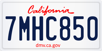 CA license plate 7MHC850
