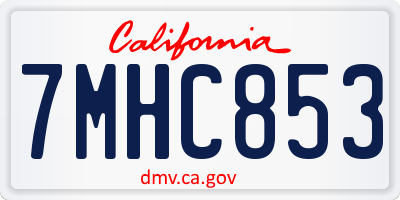 CA license plate 7MHC853