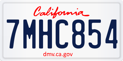 CA license plate 7MHC854