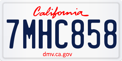CA license plate 7MHC858