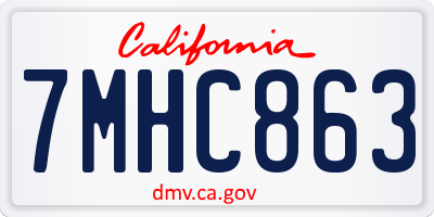 CA license plate 7MHC863