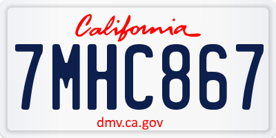 CA license plate 7MHC867