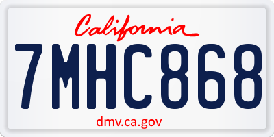 CA license plate 7MHC868