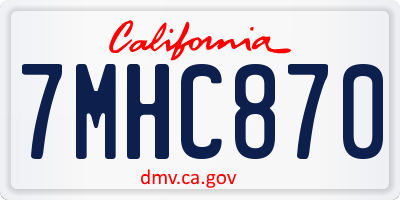 CA license plate 7MHC870