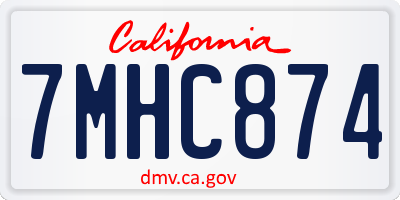 CA license plate 7MHC874