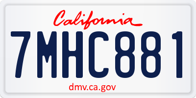 CA license plate 7MHC881