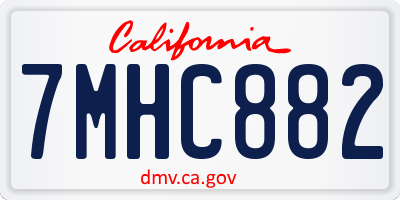 CA license plate 7MHC882