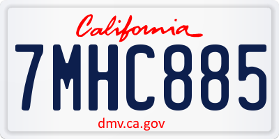 CA license plate 7MHC885