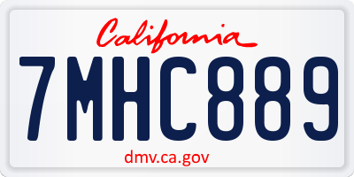CA license plate 7MHC889