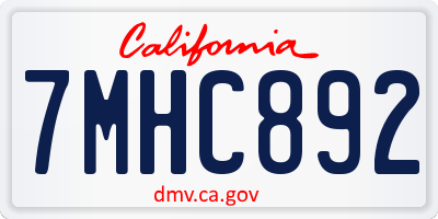 CA license plate 7MHC892