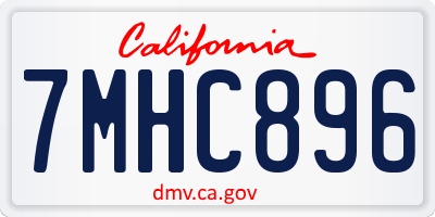 CA license plate 7MHC896